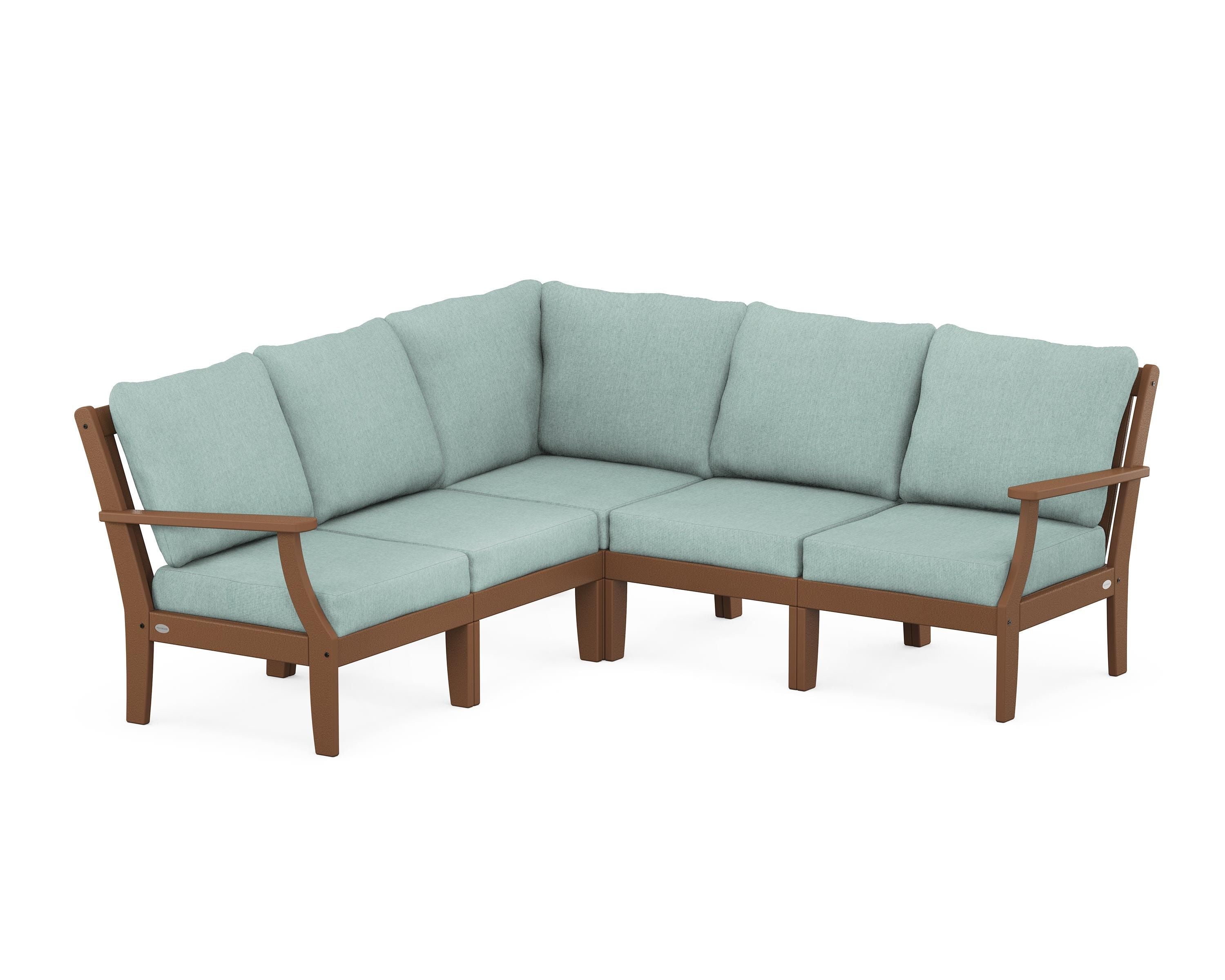 POLYWOOD® Braxton Modular 5-Piece Deep Seating Set in Teak / Glacier Spa