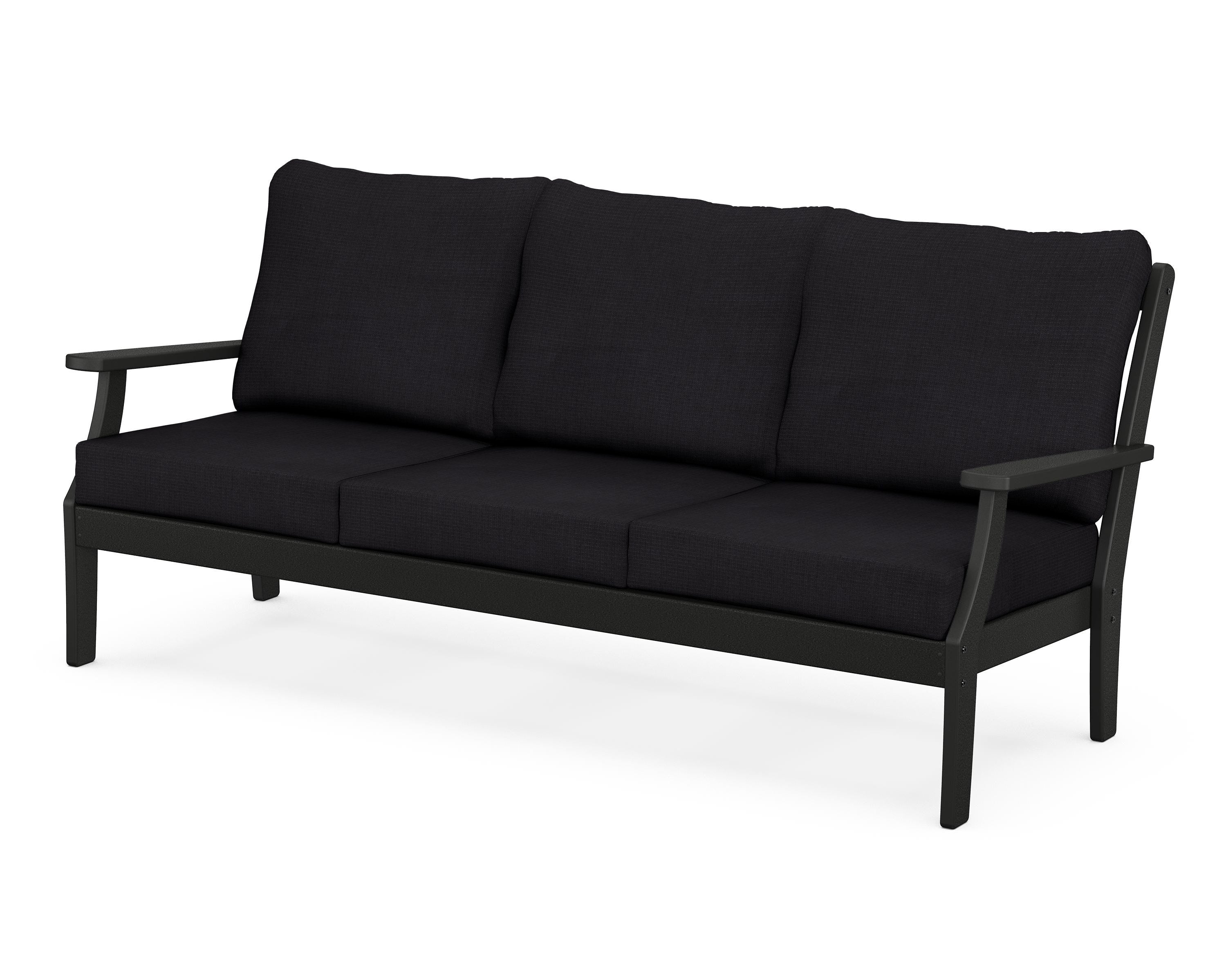 POLYWOOD® Braxton Deep Seating Sofa in Black / Midnight Linen