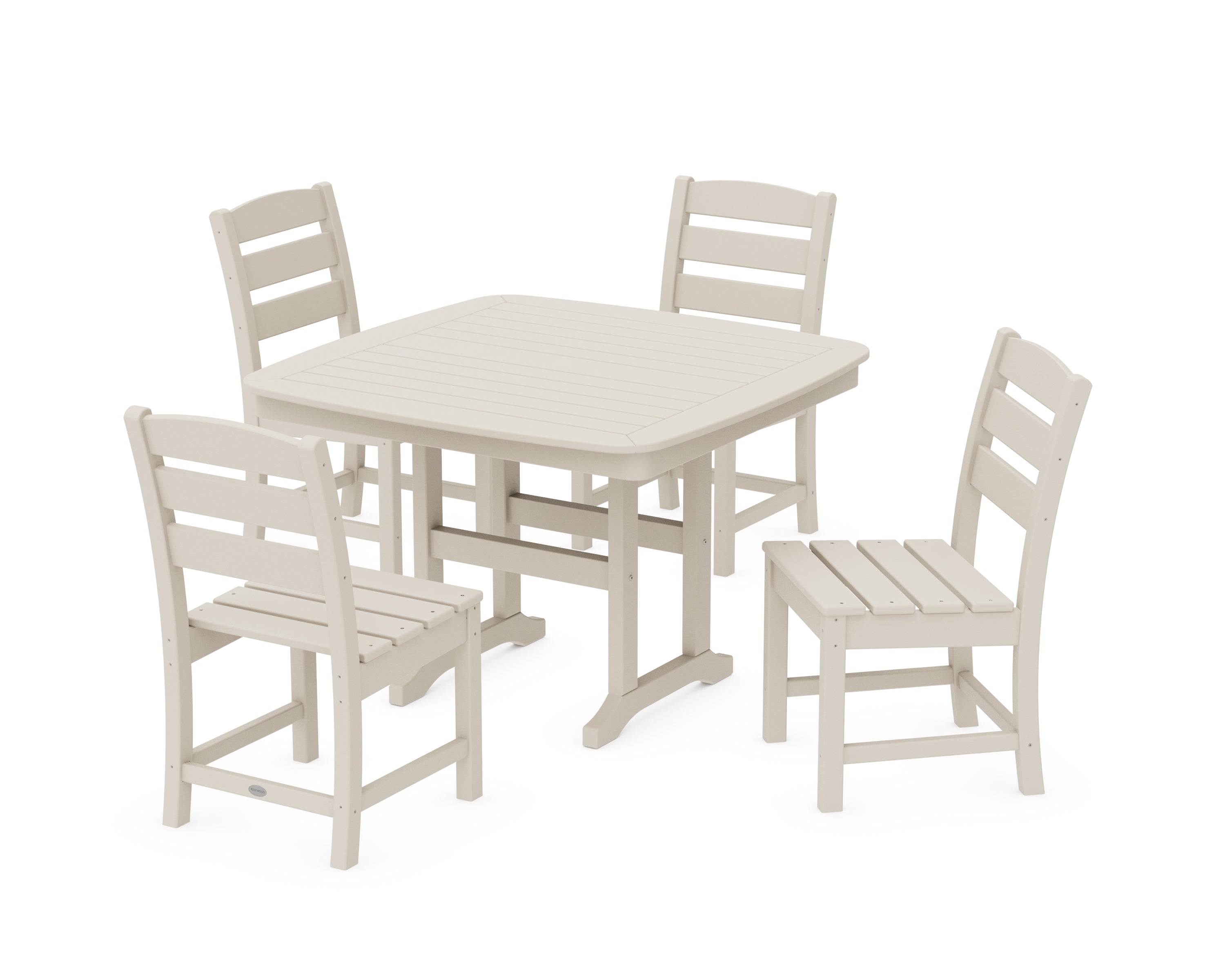 POLYWOOD® Lakeside Side Chair 5-Piece Dining Set with Trestle Legs in Sand