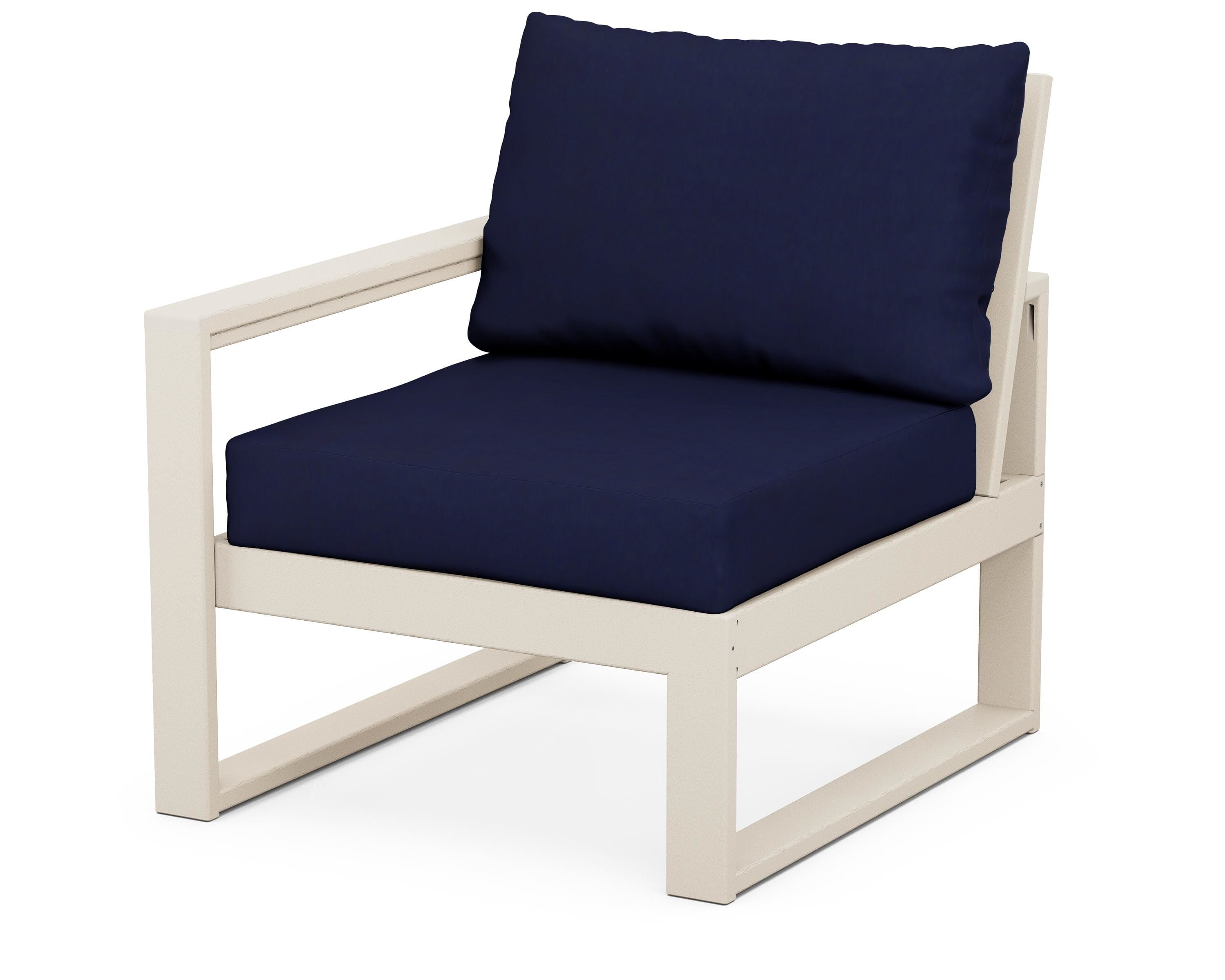 POLYWOOD® EDGE Modular Left Arm Chair in Sand / Navy
