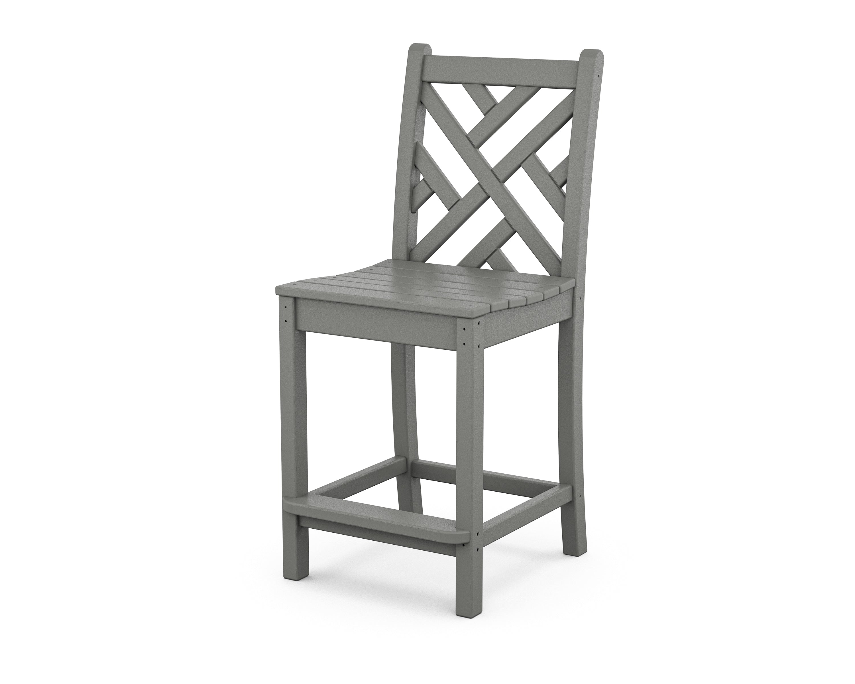 POLYWOOD® Chippendale Counter Side Chair in Slate Grey