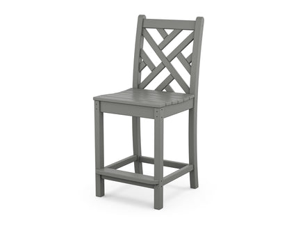 POLYWOOD® Chippendale Counter Side Chair in Slate Grey