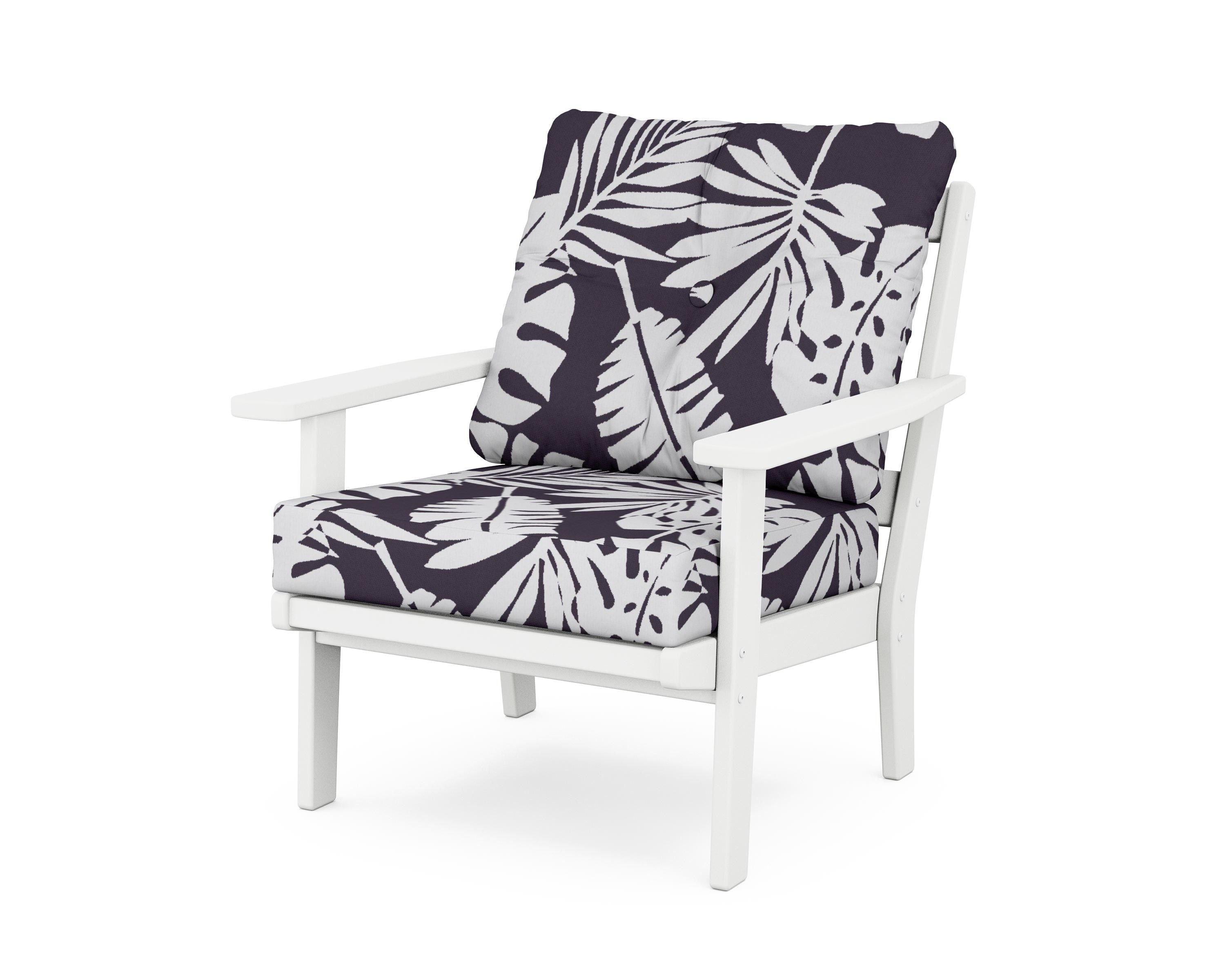 POLYWOOD® Oxford Deep Seating Chair in White / Leaf Navy