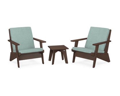 POLYWOOD® Riviera Modern Lounge 3-Piece Set in Mahogany / Glacier Spa