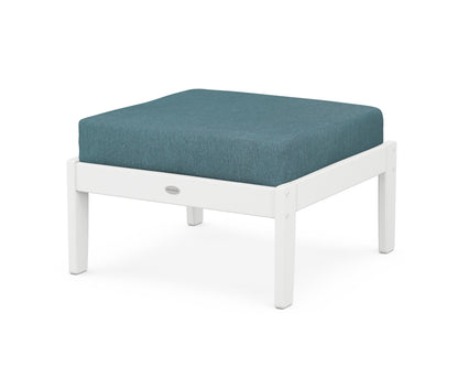 POLYWOOD® Braxton Deep Seating Ottoman in White / Ocean Teal