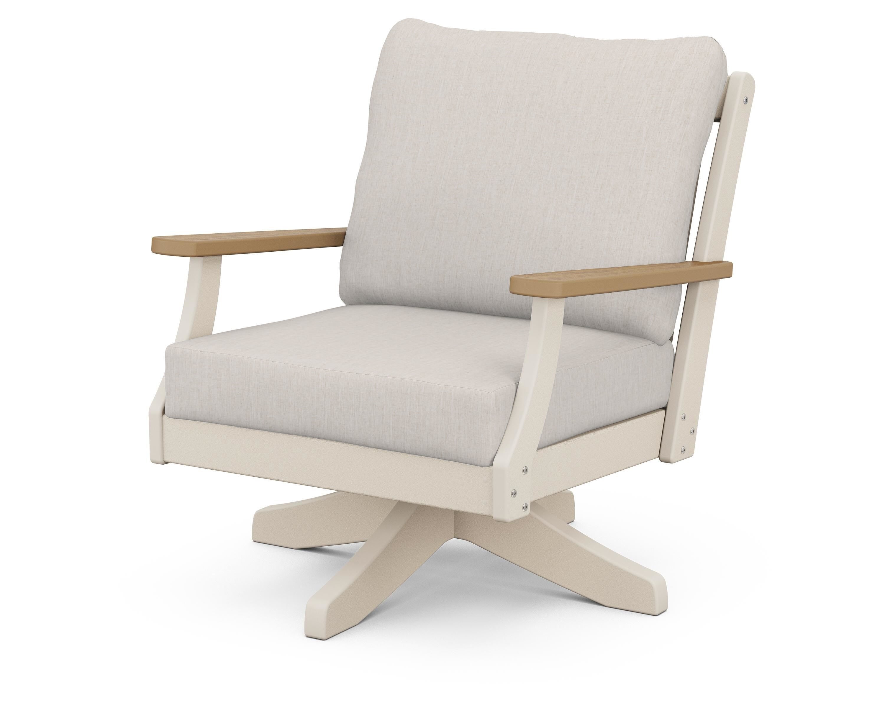POLYWOOD® Braxton Deep Seating Swivel Chair in Sand / Natural / Cast Ash
