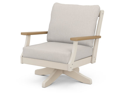 POLYWOOD® Braxton Deep Seating Swivel Chair in Sand / Natural / Cast Ash
