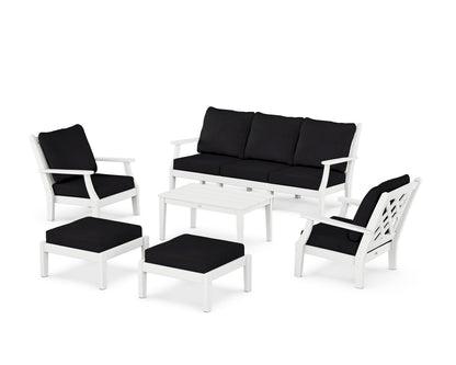 Country Living Wovendale 6-Piece Lounge Sofa Set in White / Midnight Linen