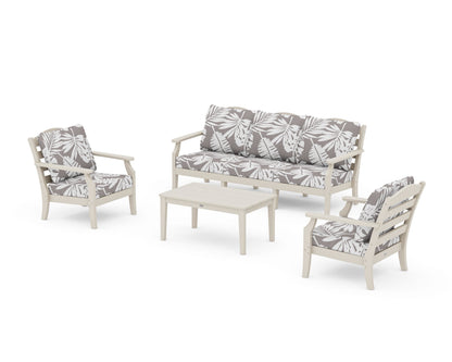 Draper James™ by  POLYWOOD® Savannah 4-Piece Deep Seating Set with Sofa in Sand / Leaf Grey Mist