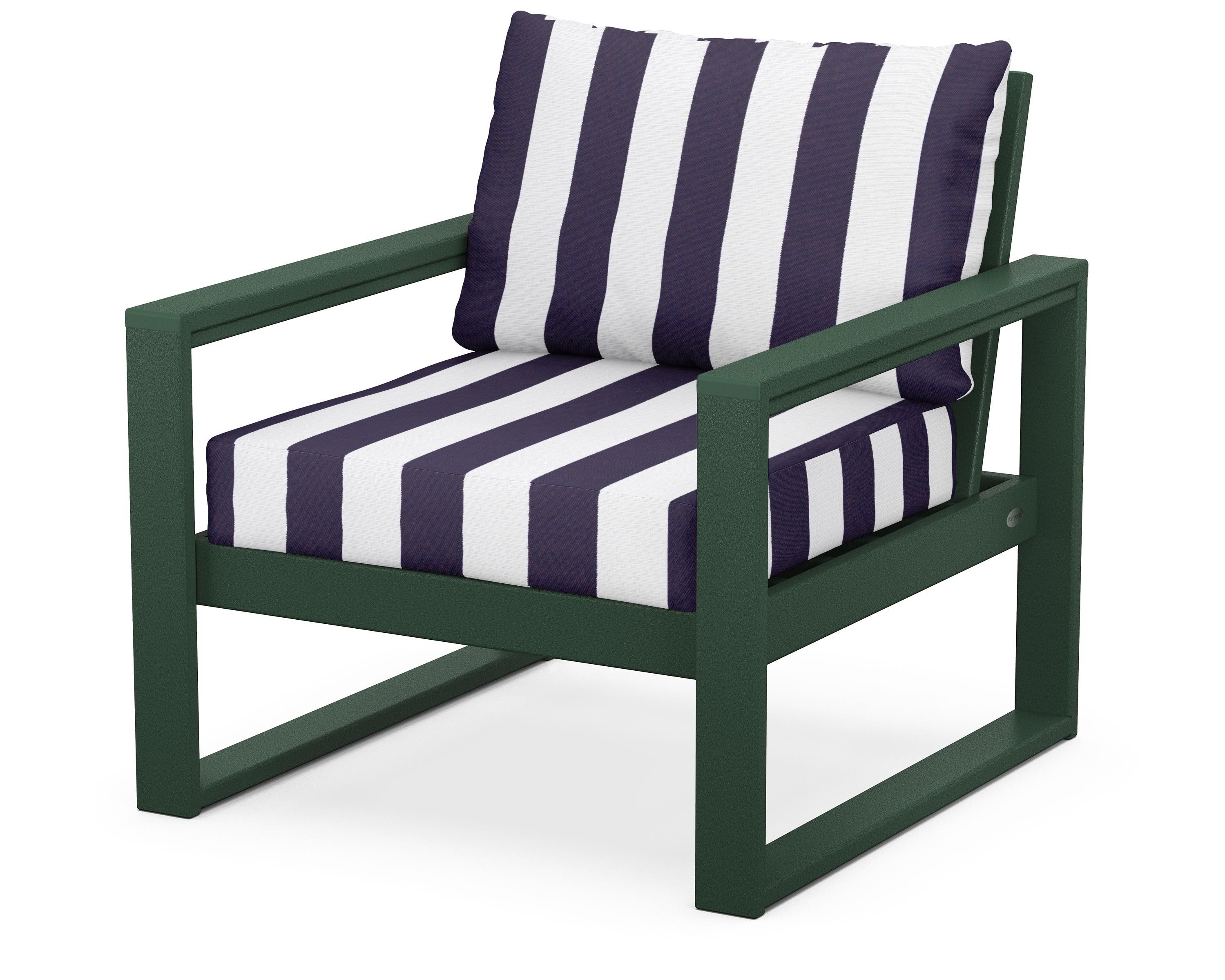 POLYWOOD® EDGE Club Chair in Green / Cabana Stripe Navy