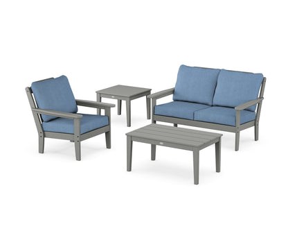 Country Living Wovendale 4-Piece Deep Seating Set in Slate Grey / Sky Blue