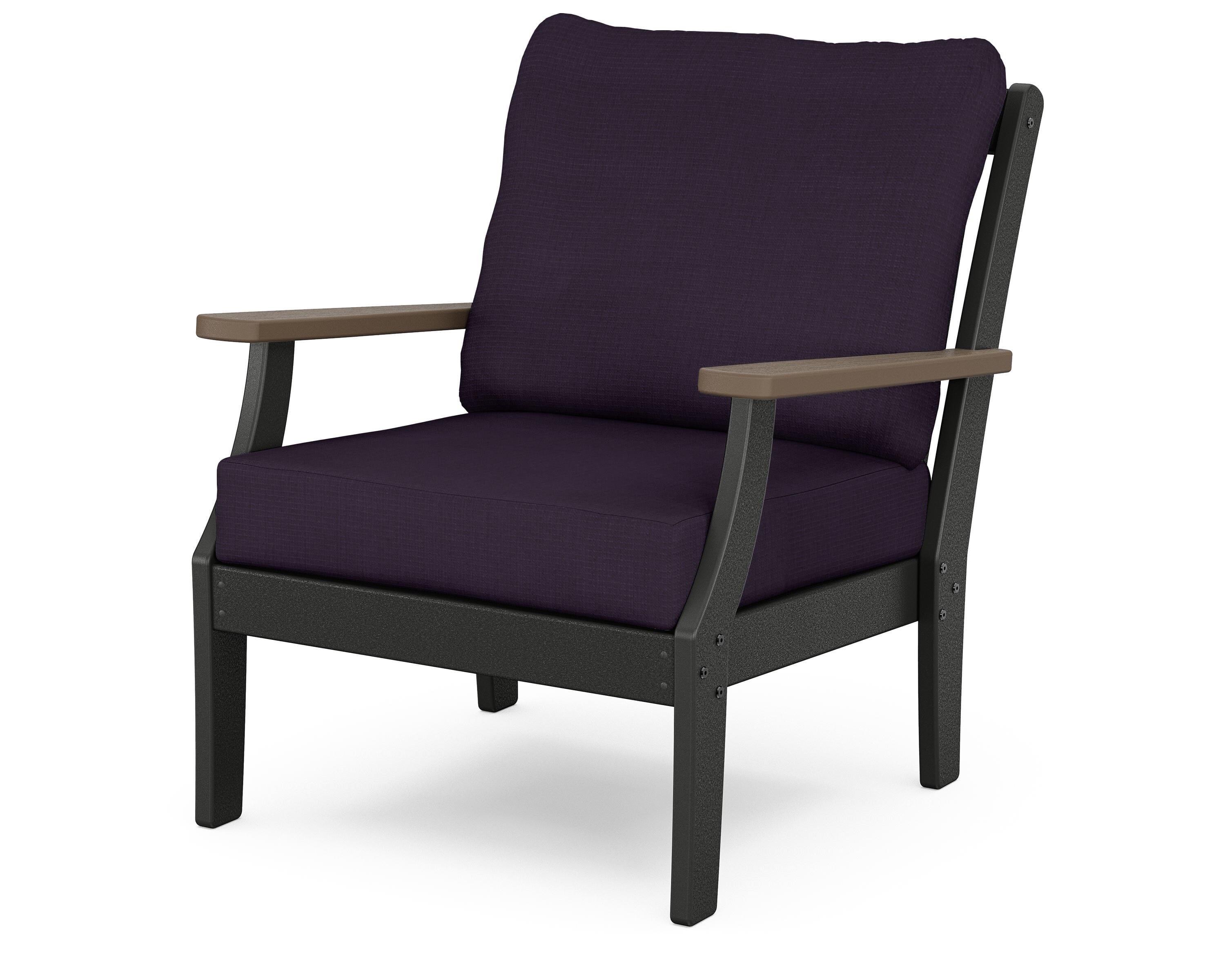 POLYWOOD® Braxton Deep Seating Chair in Black / Kona / Navy Linen