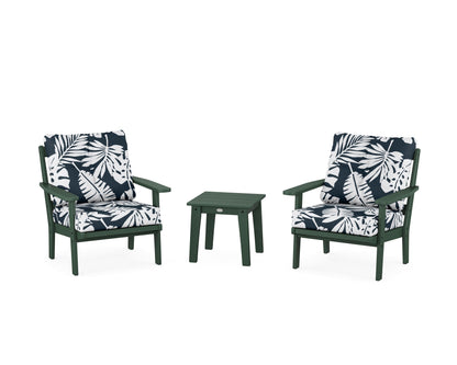 POLYWOOD® Prairie 3-Piece Deep Seating Set in Green / Leaf Marine Indigo