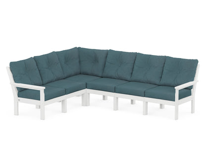 POLYWOOD® Vineyard 6-Piece Sectional in White / Ocean Teal