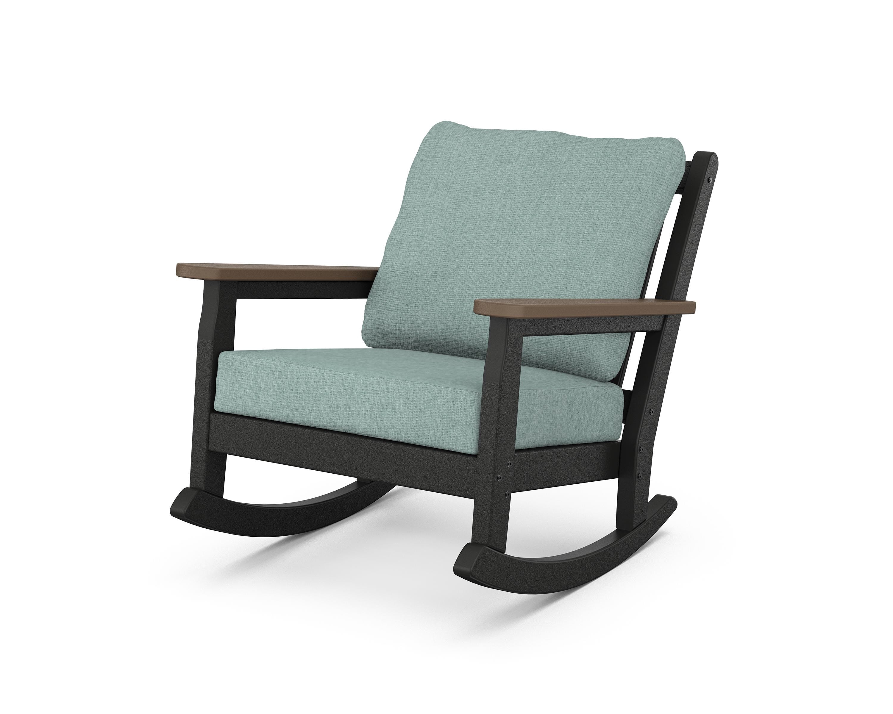 POLYWOOD® Chippendale Deep Seating Rocking Chair in Black / Kona / Glacier Spa