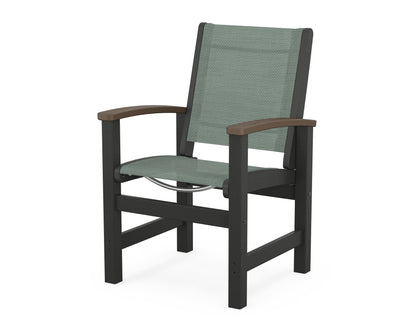 POLYWOOD® Coastal Dining Chair in Black / Kona / Dupioni Sea Mist Sling