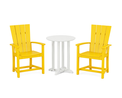 POLYWOOD® Quattro 3-Piece Round Farmhouse Bistro Dining Set in Lemon / White