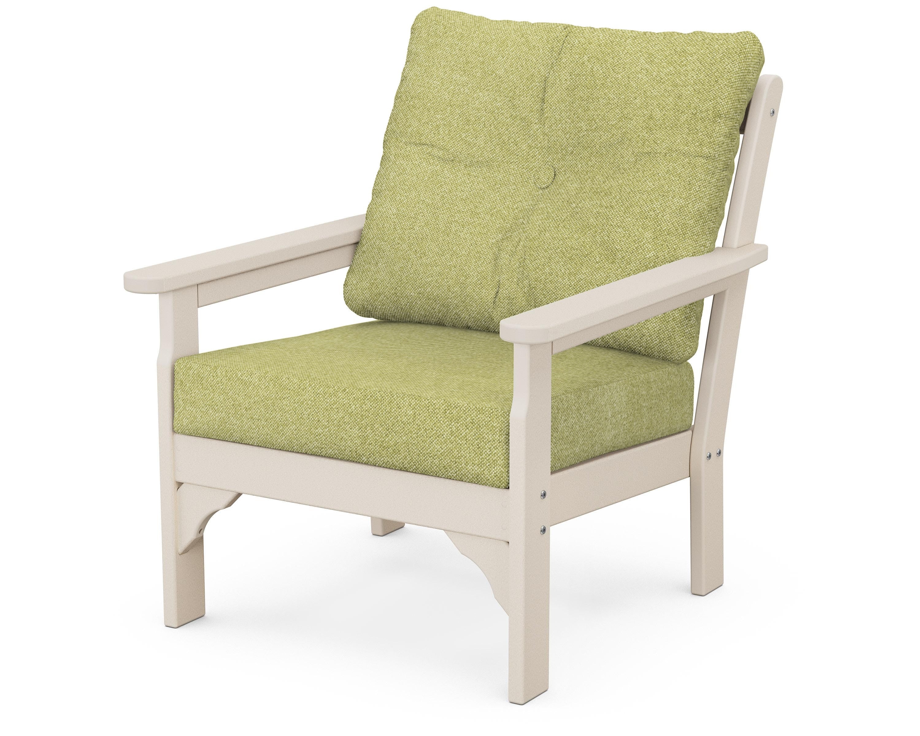 POLYWOOD® Vineyard Deep Seating Chair in Sand / Chartreuse Boucle