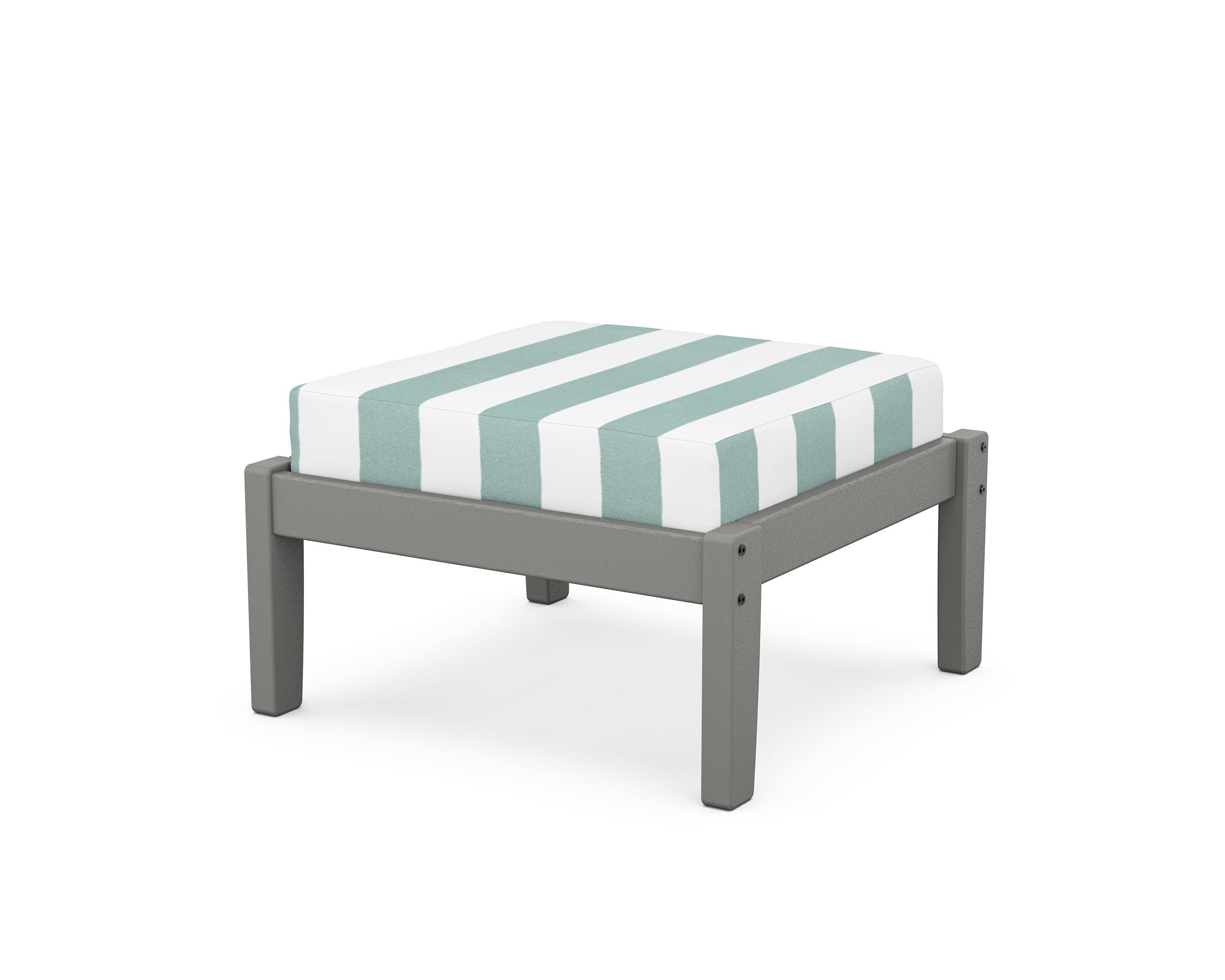 Unbranded Deep Seating Ottoman in Slate Grey / Cabana Stripe Glacier Spa