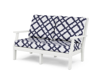 Country Living Wovendale Deep Seating Loveseat in White / Trellis Navy