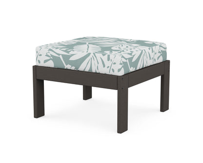 POLYWOOD® Vineyard Modular Ottoman in Vintage Coffee / Leaf Glacier Spa
