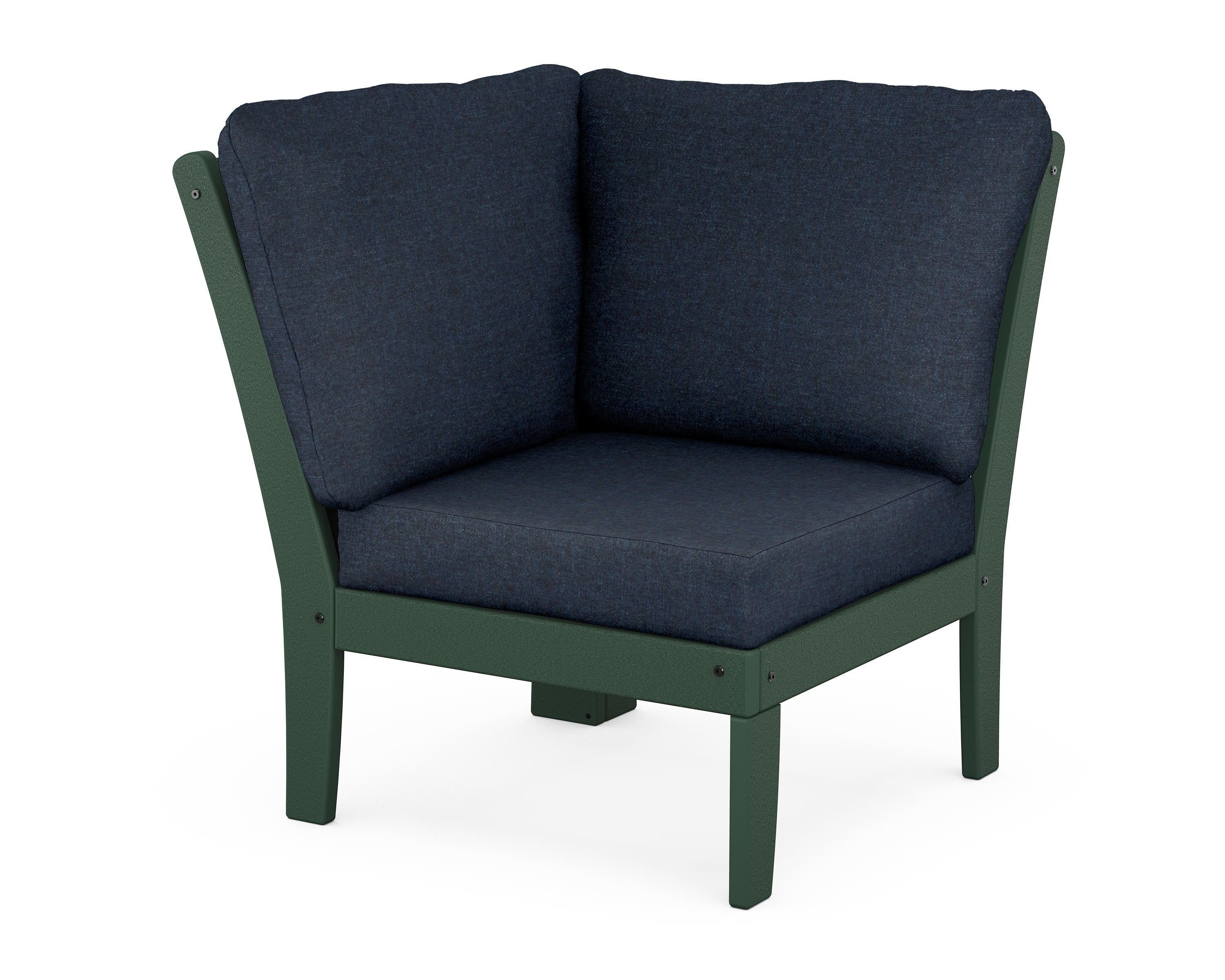 POLYWOOD® Braxton Modular Corner Chair in Green / Marine Indigo