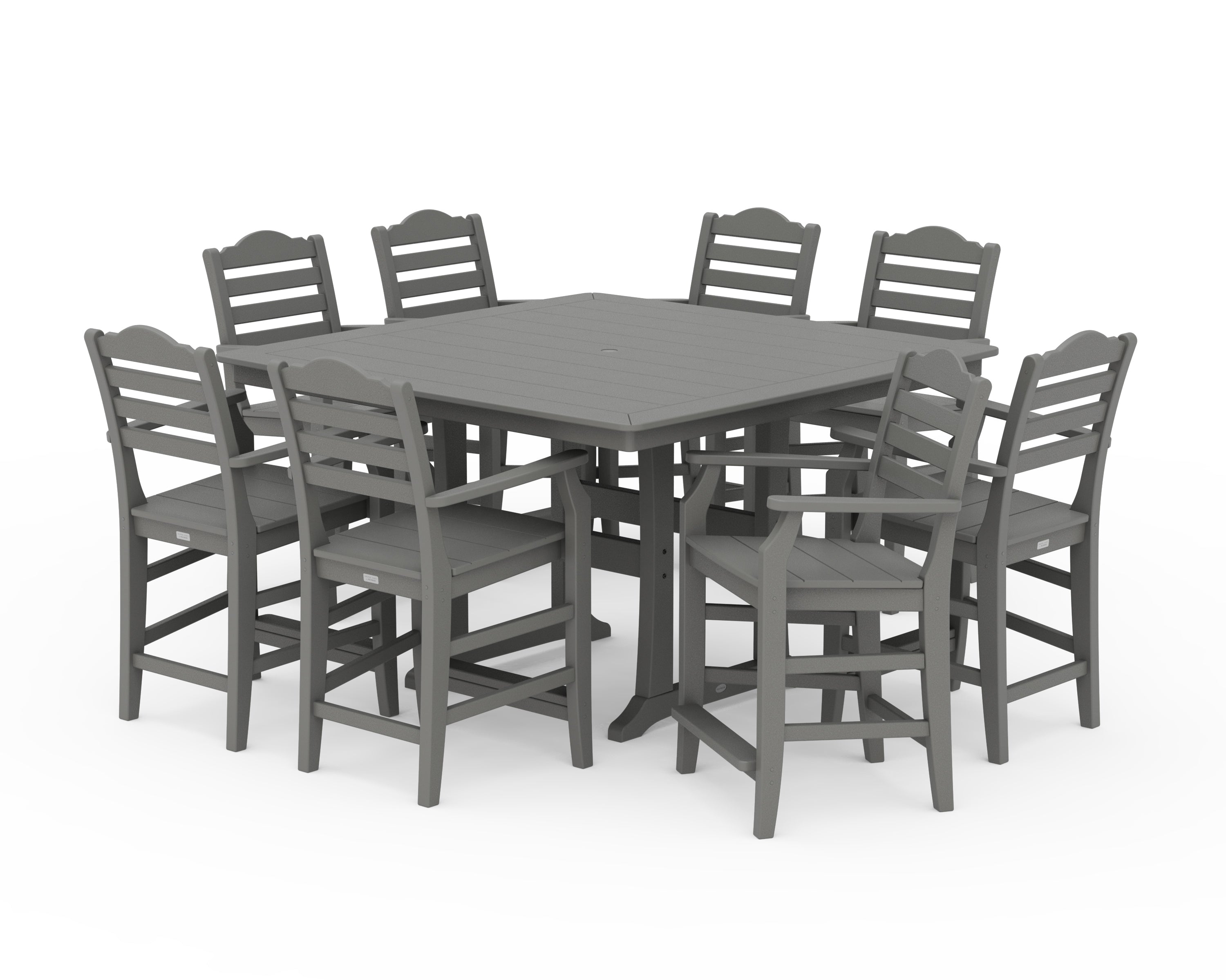 Draper James™ by  POLYWOOD® Savannah 9-Piece Square Counter Set with Trestle Legs in Slate Grey