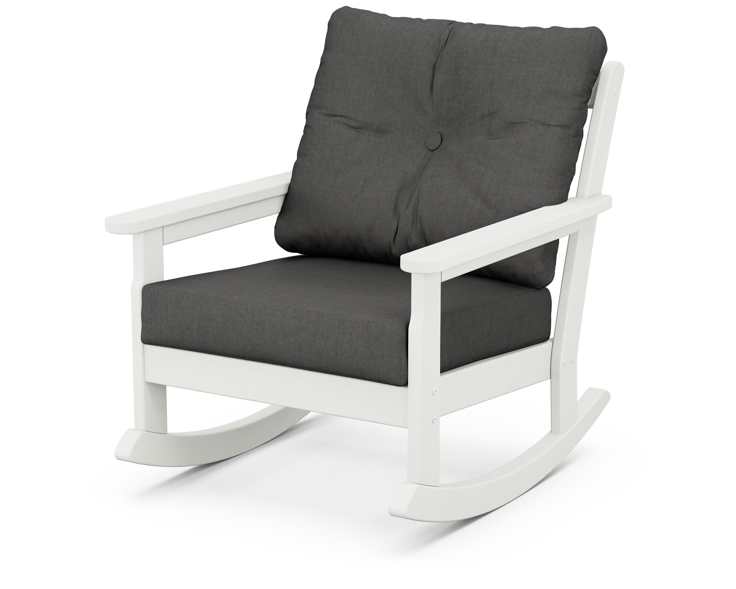POLYWOOD® Vineyard Deep Seating Rocking Chair in Vintage White / Spectrum Carbon