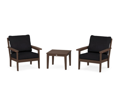 Country Living Cottage 3-Piece Deep Seating Set in Mahogany / Midnight Linen