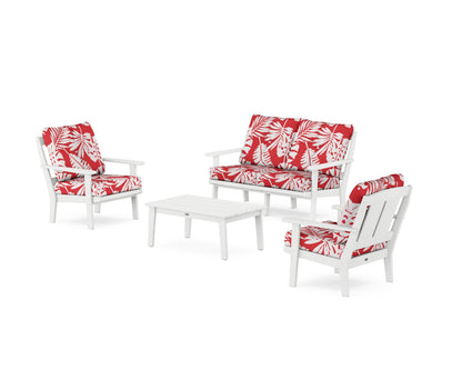 POLYWOOD® Mission 4-Piece Deep Seating Set with Loveseat in White / Leaf Crimson