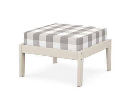Unbranded Deep Seating Ottoman in Sand / Buffalo Plaid Grey Mist