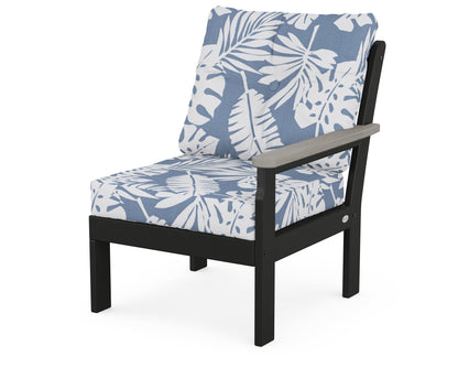 POLYWOOD® Vineyard Modular Right Arm Chair in Black / Driftwood / Leaf Sky Blue