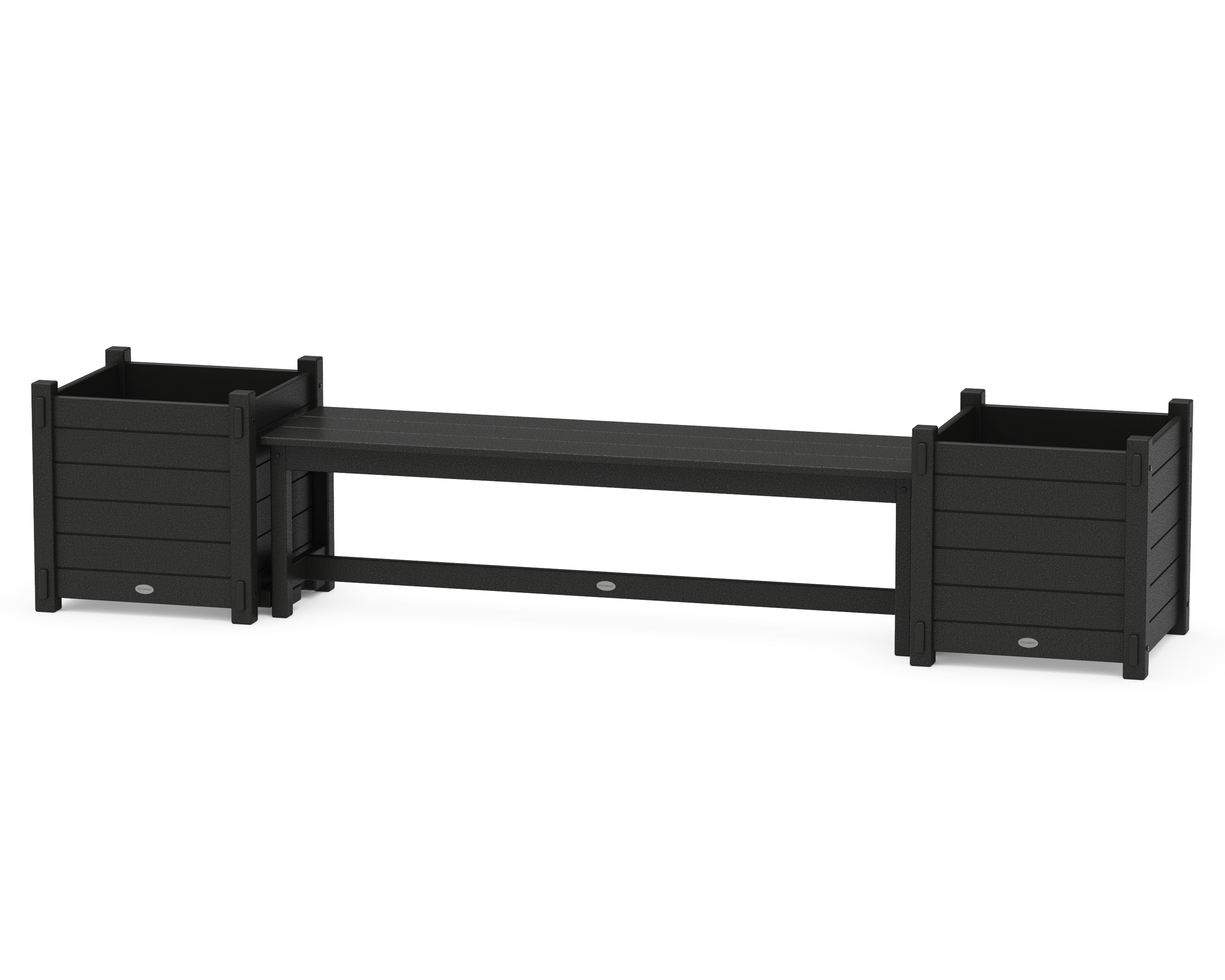 POLYWOOD® 60" Nautical Straight Planter Bench Set - Large in Black
