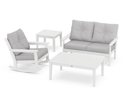 POLYWOOD® Vineyard 4-Piece Deep Seating Rocker Set in White / Granite