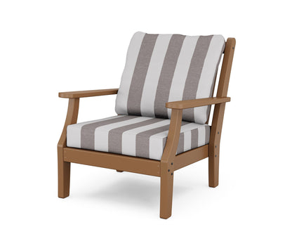 Country Living Wovendale Deep Seating Chair in Teak / Cabana Stripe Grey Mist
