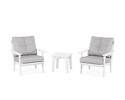POLYWOOD® Prairie 3-Piece Deep Seating Set in White / Granite