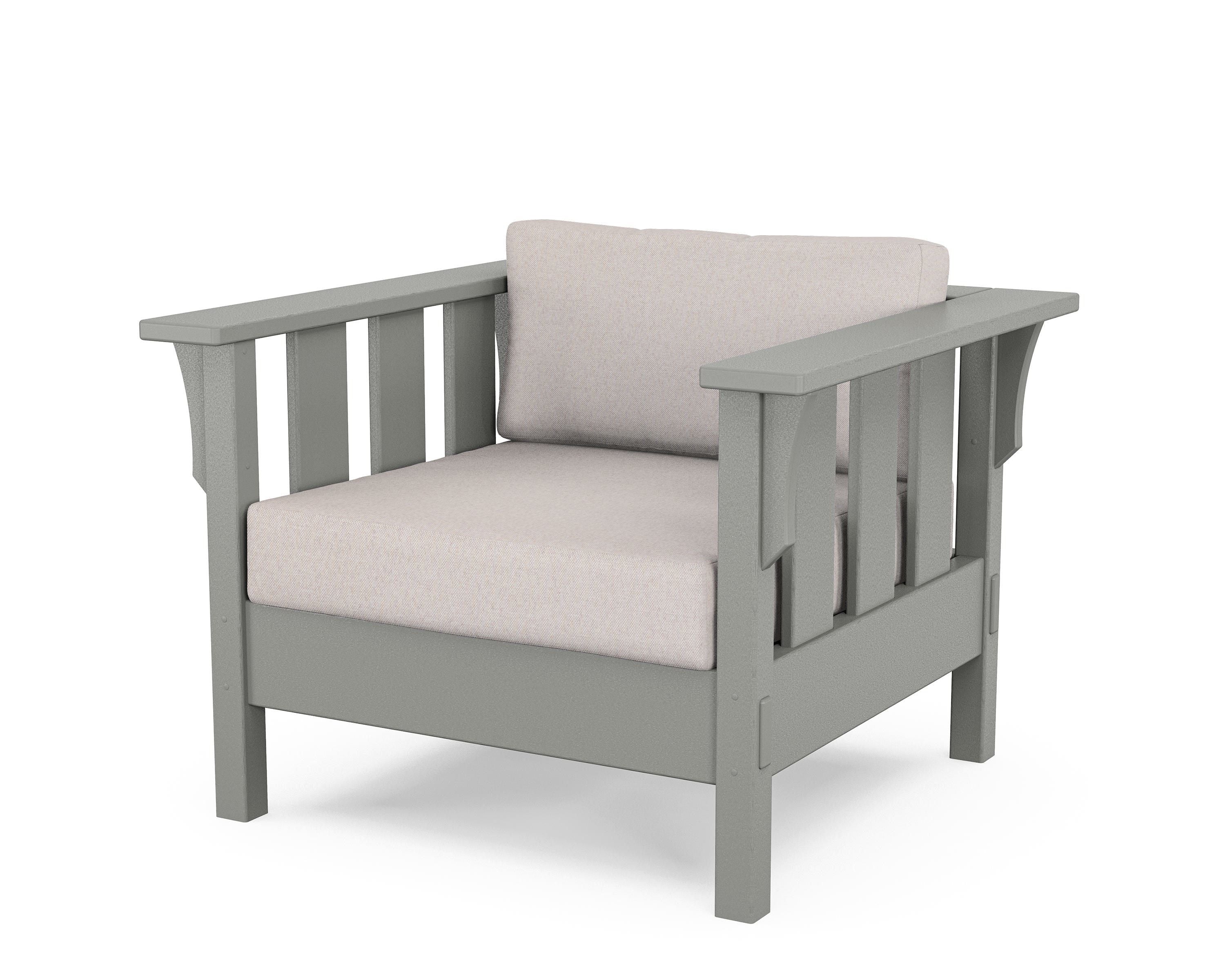 Martha Stewart by POLYWOOD® Acadia Deep Seating Chair in Slate Grey / Dune Burlap