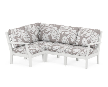 POLYWOOD® Braxton Modular 4-Piece Deep Seating Set in White / Leaf Grey Mist