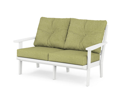 POLYWOOD® Mission Deep Seating Loveseat in White / Chartreuse Boucle