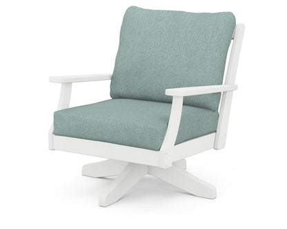 POLYWOOD® Braxton Deep Seating Swivel Chair in White / Glacier Spa