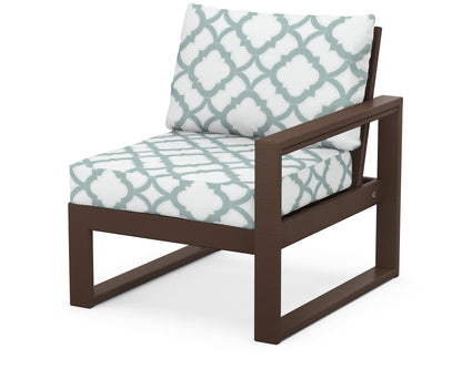 POLYWOOD® EDGE Modular Right Arm Chair in Mahogany / Trellis Glacier Spa