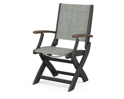 POLYWOOD® Coastal Folding Chair in Black / Kona / Birch Sling