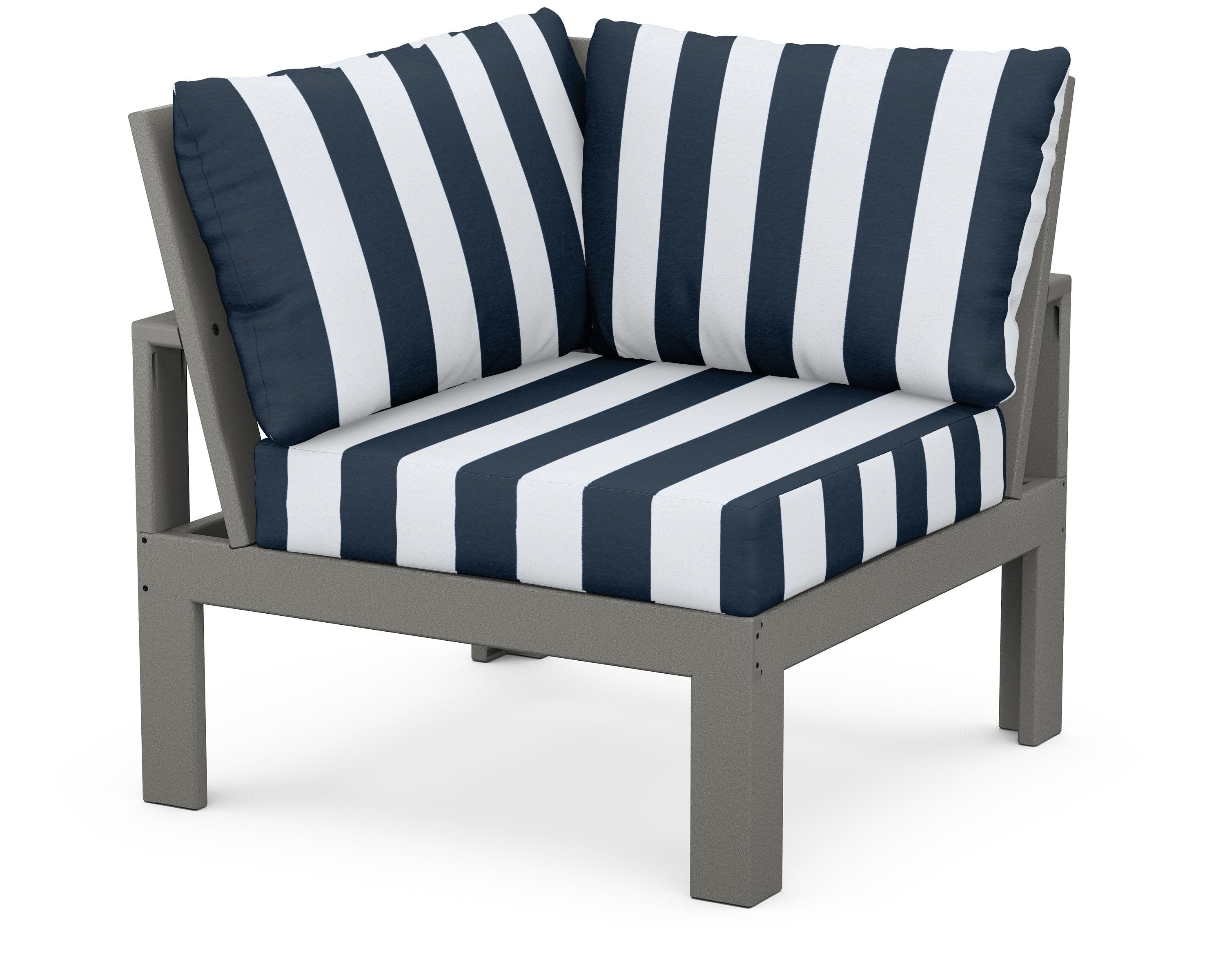 Unbranded Modular Corner Chair in Slate Grey / Cabana Stripe Marine Indigo