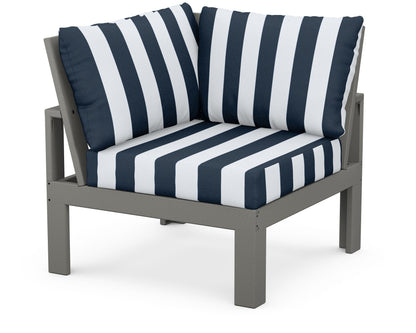 Unbranded Modular Corner Chair in Slate Grey / Cabana Stripe Marine Indigo