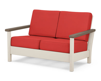 POLYWOOD® Harbour Deep Seating Loveseat in Sand / Kona / Crimson Linen