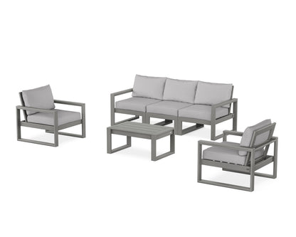 POLYWOOD® EDGE Sectional 4-Piece Deep Seating Set with Sofa in Slate Grey / Granite