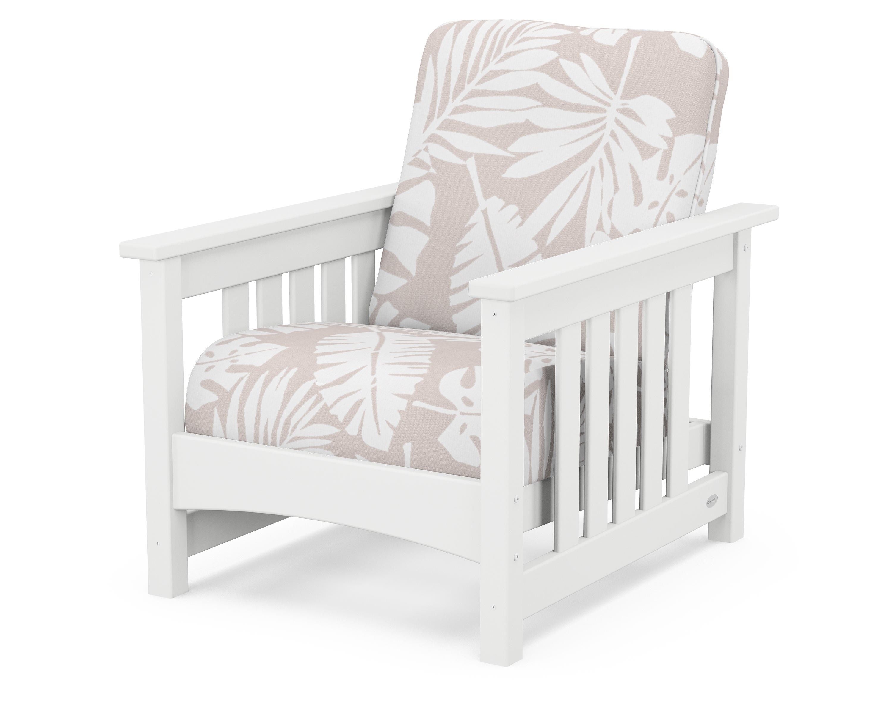 POLYWOOD® Club Mission Chair in White / Leaf Dune Burlap