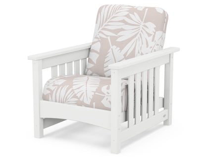POLYWOOD® Club Mission Chair in White / Leaf Dune Burlap