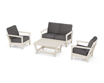 POLYWOOD® Harbour 4-Piece Deep Seating Set in Sand / Ash Charcoal
