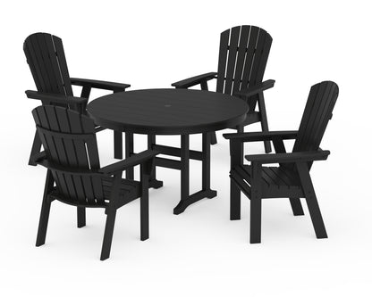 POLYWOOD® Nautical Adirondack 5-Piece Round Farmhouse Dining Set in Black